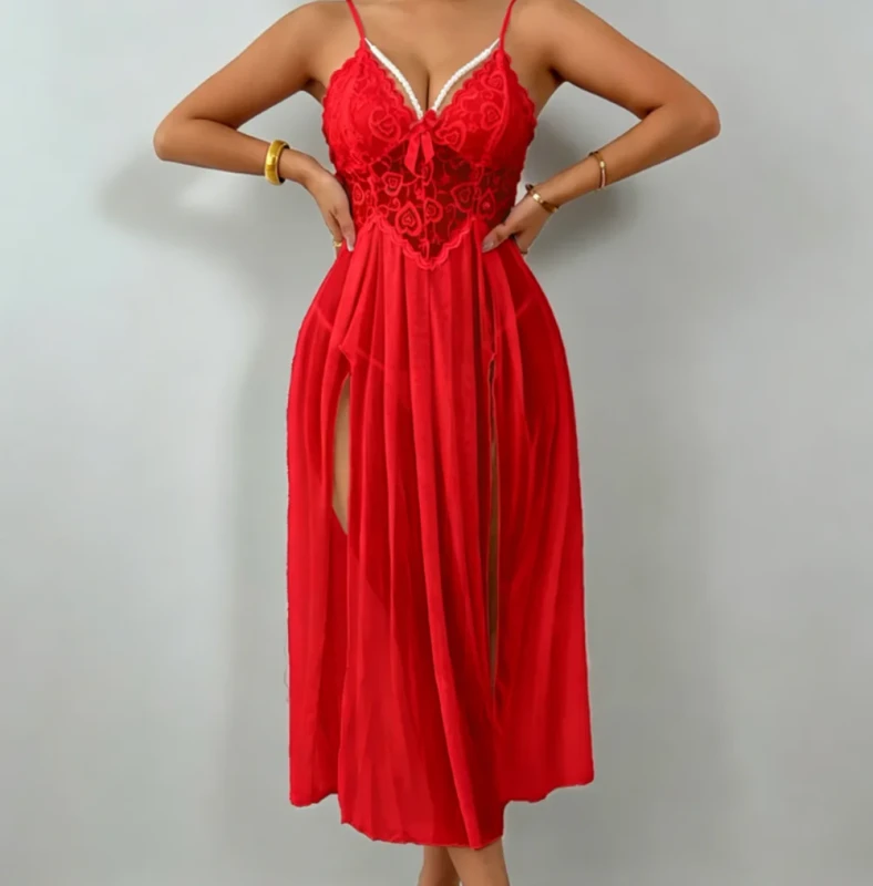 Nude Nightdress Chemise Dress Transparent Nightgown Set