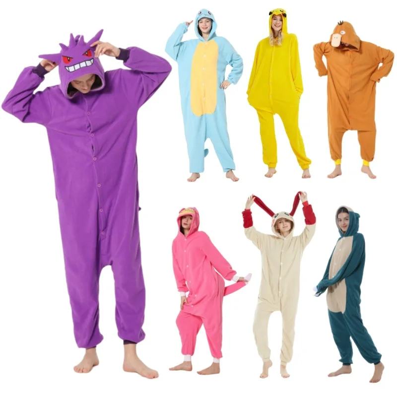 ODM Animal Cosplay Polar Fleece Pajamas Cartoon Onesie Halloween Costume Adult One Piece Sleepwear Women