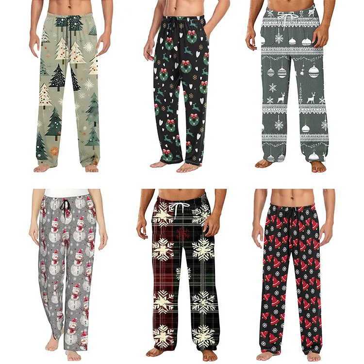 ODM/OEM Support Bulk Christmas Pajama Pants Easy Care Festive Print for Christmas Low MOQ Luxurious Women's Pajamas