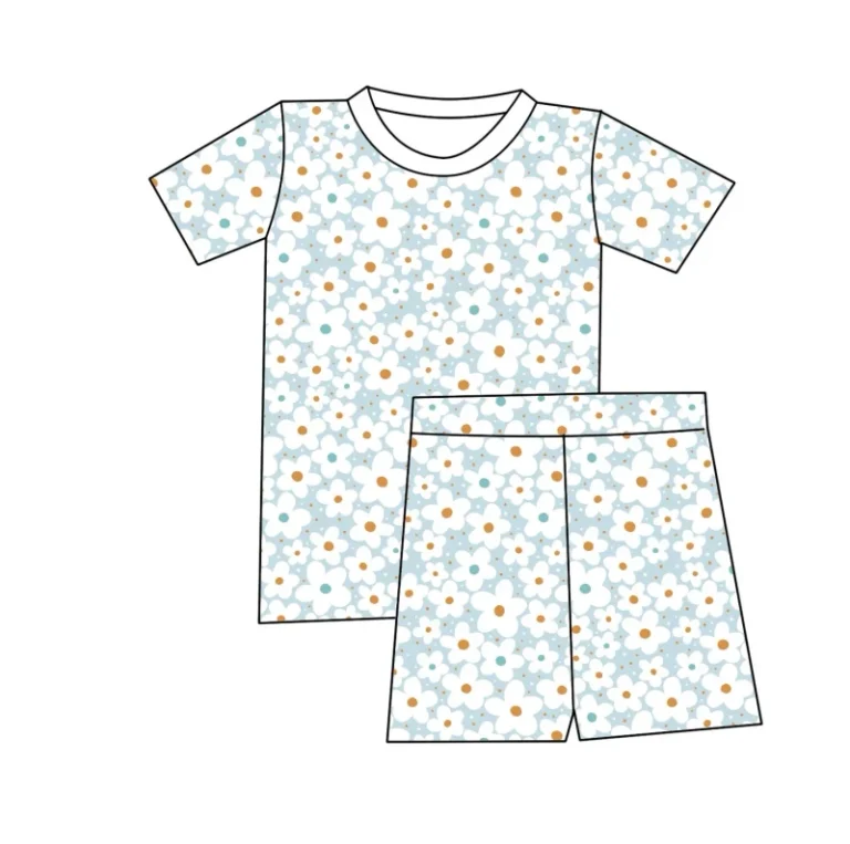 OEM-Custom-Logo-Option-Toddler-Infant-4T-Summer-2-Piece-Short-Sleeve-Bamboo-Spandex-Cute-Print-Pajamas-Sleepwear