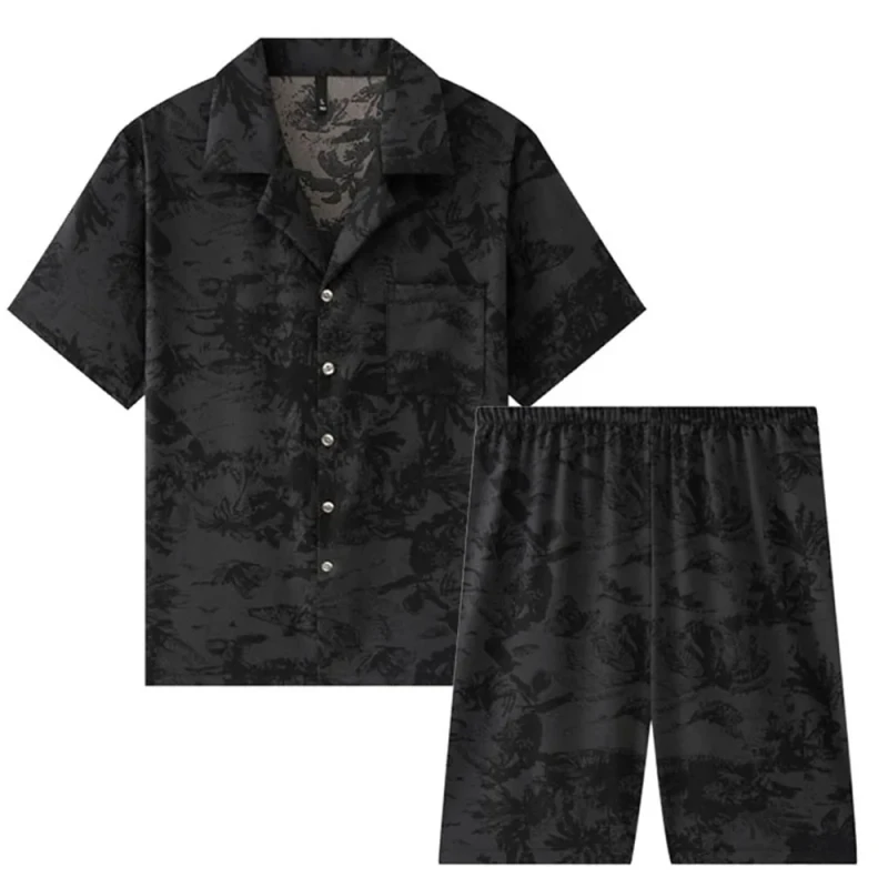 OEM Custom Short Sleeve Button up Men's Short-Sleeved Pajamas