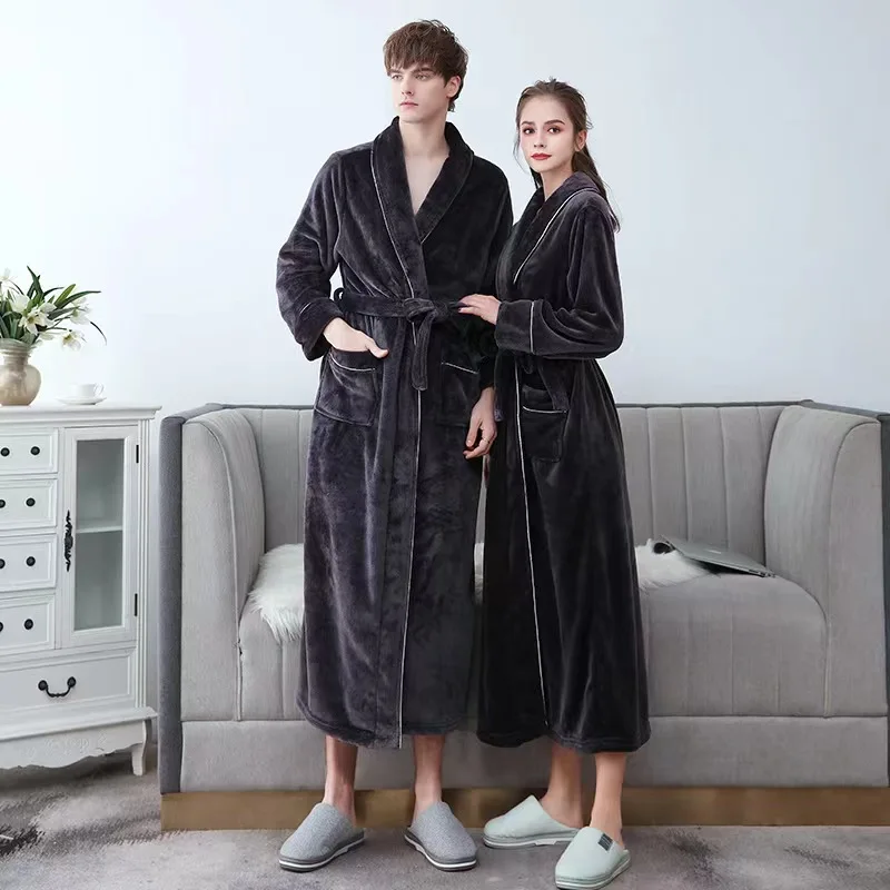 OEM ODM Comfortable Large Size Microfiber Fabric Linked With Terry Inner Hotel Microfiber Household Bathrobe for Men and Women