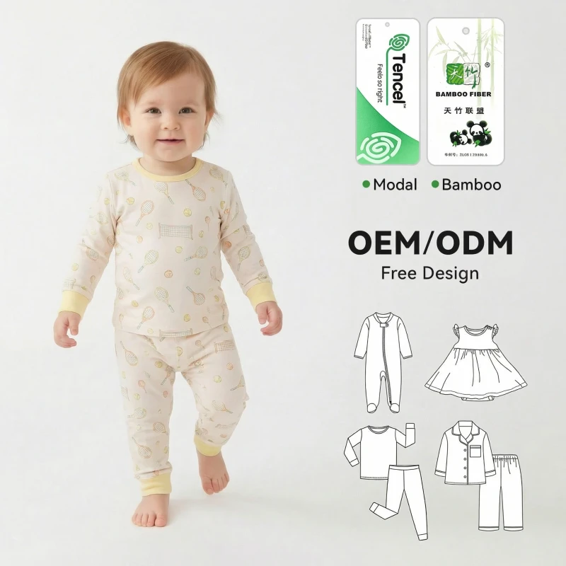 OEM ODM Spring Newborn Baby Modal Clothing Suit Infant Girl Heat Transfer Printing Sleeper Toddler Boy Modal Pajamas