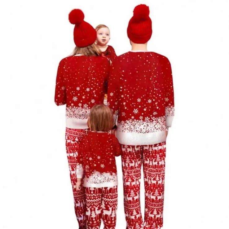 OEM-ODM-Womens-Clothing-Christmas-Matching-Set-Print-Pajamas-Mother-Daughter-Father-Son-Outfit-Family-Look-Homewear-Suit