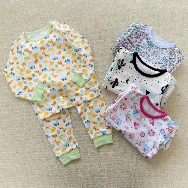 OEM-Service-Kids-Pajamas-100-Cotton-Comfortable-Toddler-Sleepwear-with-Rib-Cuffs-Two-Piece-Set