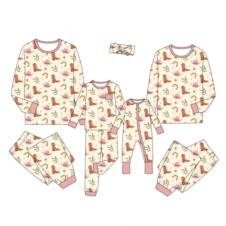OEM-Western-Bamboo-Zippy-Custom-Print-Baby-Romper-Fashion-Design-Low-Moq-Family-Matching-Pajamas