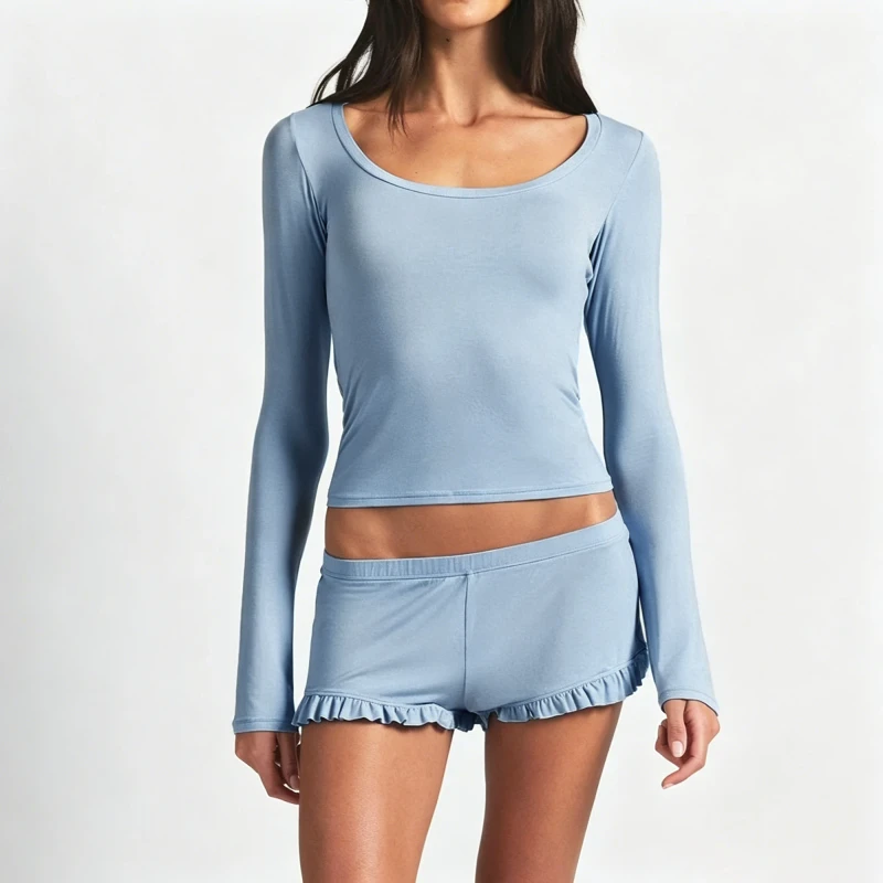 Oeko-Tex Modal Women Sleepwear Set Long Sleeve Lounge Sleep Set Loungewear Pjs Ladies Pajama Set