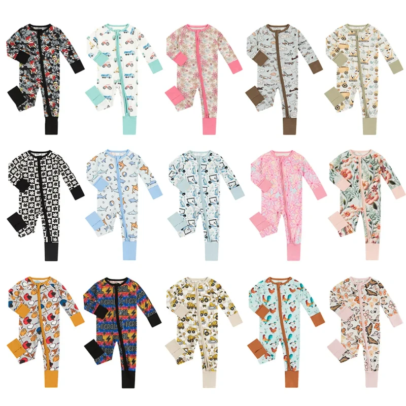 Oeko Tex Mystery Box Custom Toddler Kids Bulk Viscose Zippy Pjs Sleeper Romper Pajamas Clothing Bamboo Baby Clothes