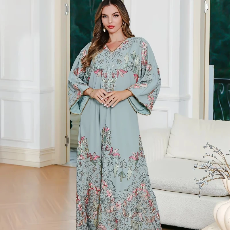 One Size Autumn Abaya Breathable Polyester Muslim Women's Robe Dress Islamic Clothing