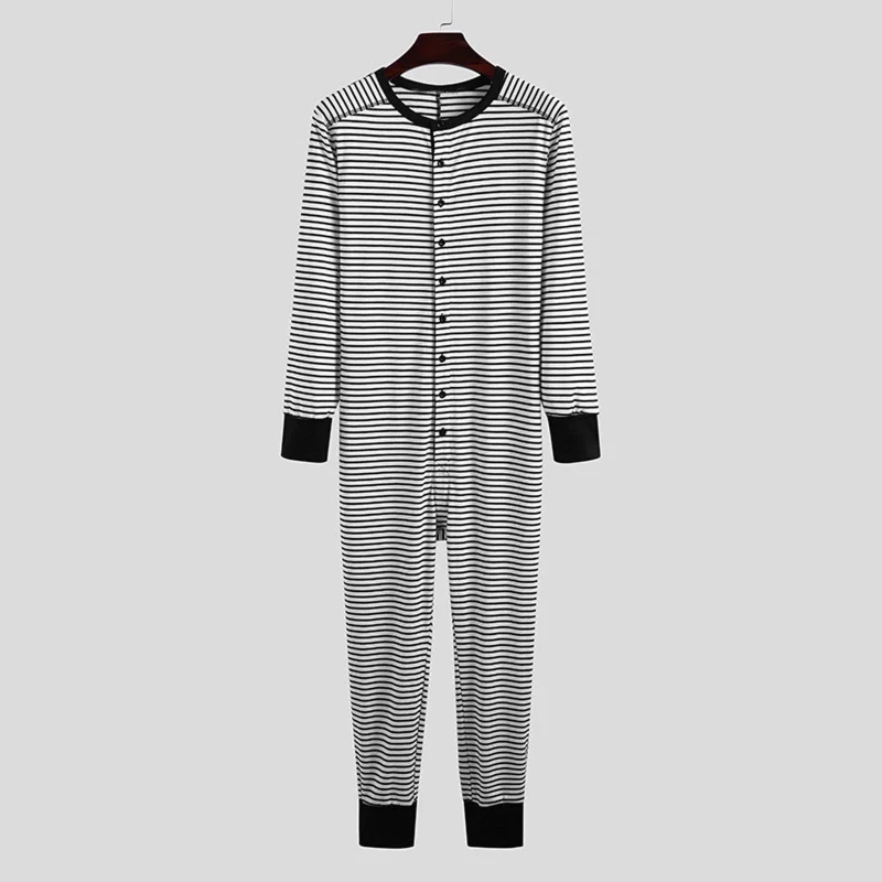 One piece Pajamas for Adults at Home New Design Striped Custom Bamboo Comfortable Fabric Pajamas Set