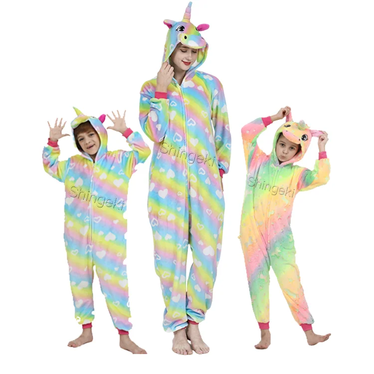 Onesie Flannel Kigurumi Pajamas for Women Winter Animal Rabbit Panda Sleepwear Christmas Mujer Summer Spring