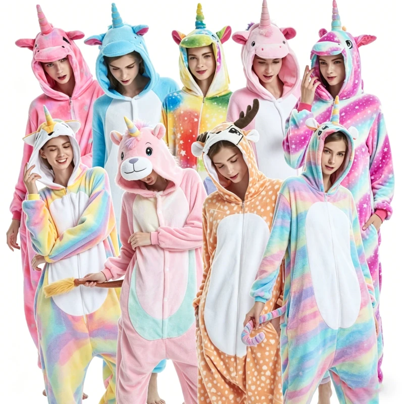 Onesie Pijamas Soft Flannel Animal Onesie Cartoon Kigurumi Pajamas Party Cosplay Costume for Adults and Teens