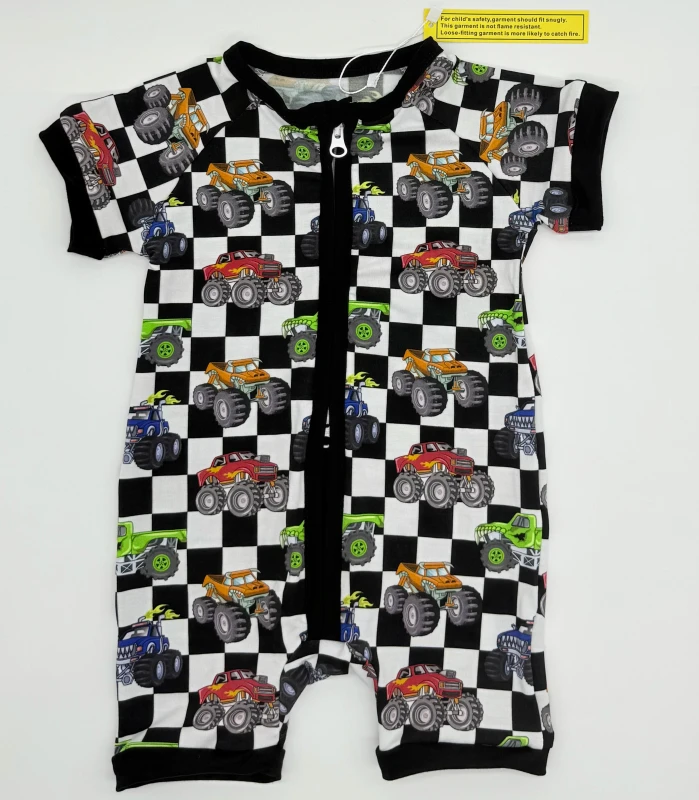 Organic-Bamboo-Fiber-Baby-Pajamas-Firetag-Attached-Kids-Short-Sleeve-Toddler-Romper-Baby-Sleepwear
