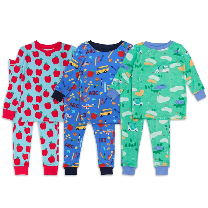 Organic Cotton Kids Pajamas Pijama Toddler Loungewear Eco Infants Jammies Autumn Children Pyjamas Little Kids Loungewear Set