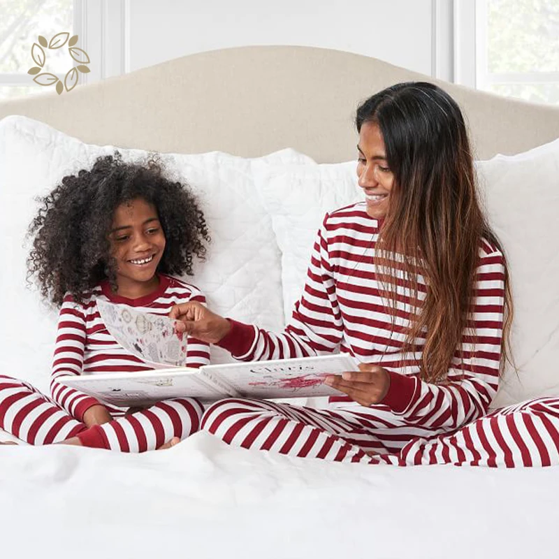 Organic Cotton Matching Holiday Pajama Set Sustainable Family Christmas Pajamas Eco Friendly Children's Christmas Pajamas