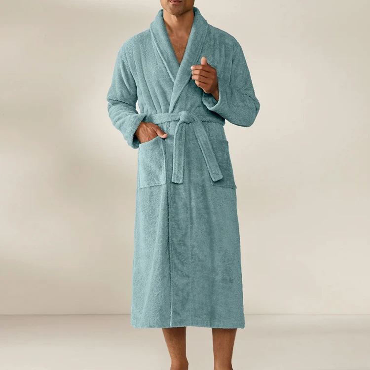 Organic Fleece Robe for Men Organic Cotton Robe Toweling Bathrobe Custom Bath Robe Unisex Towel Hotel Bathrobe Men's Clothing