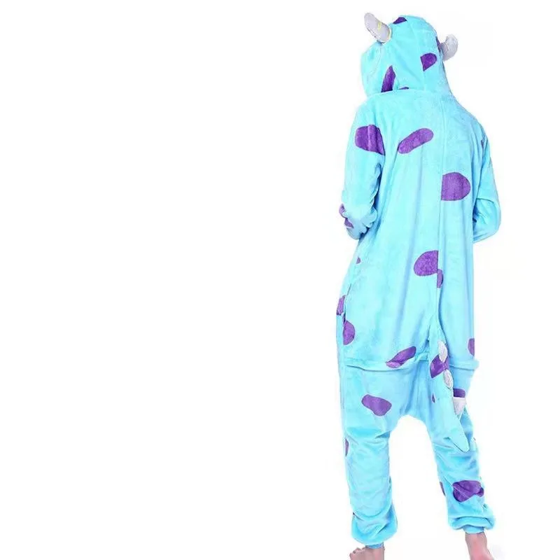 Ox Horn Design Blue Home Clothing Garment 2XL Jumpsuit Onesie Pajamas for Women &Kids Funny Sleeping Dress