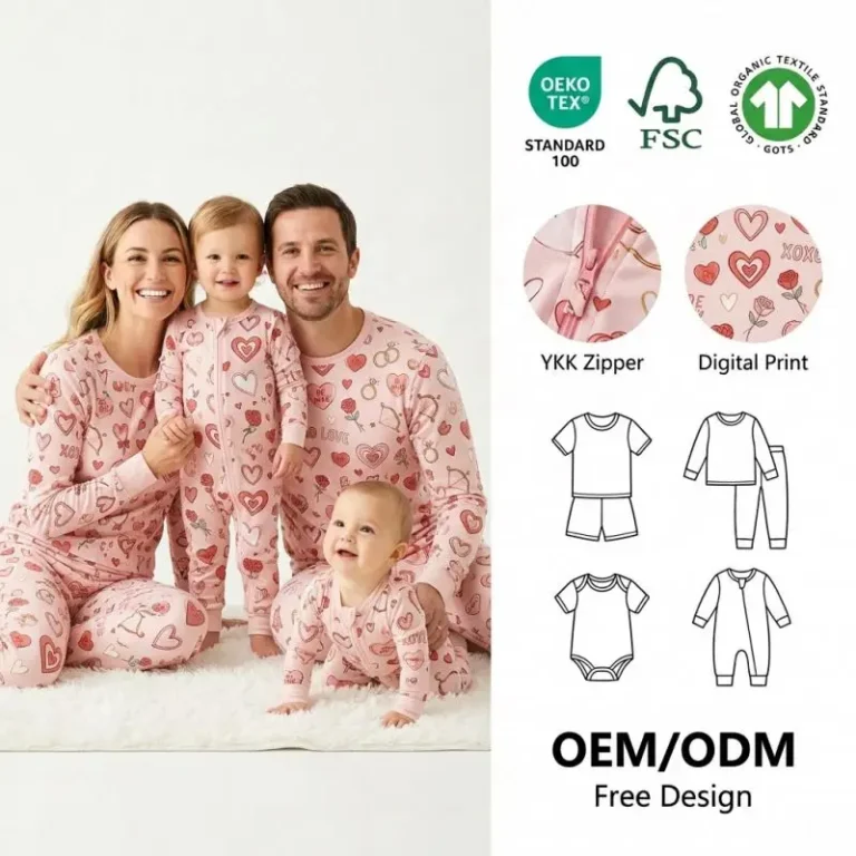 Pajama-Tencel-Modal-Fabric-Pajamas-Valentines-Mommy-and-Me-Matching-Pajamas-Custom-Pajamas-Manufacturer