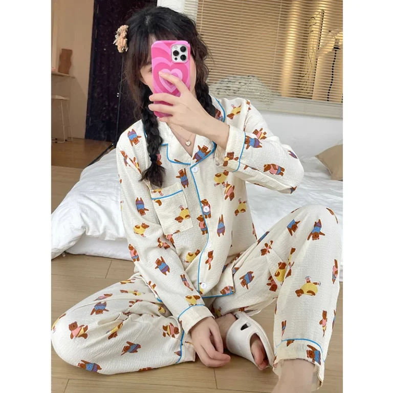 Pajamas-Comfortable-2-piece-Pajamas-for-Women-Set-with-Long-Sleeves-and-Pants-Matching-Family-Pajamas