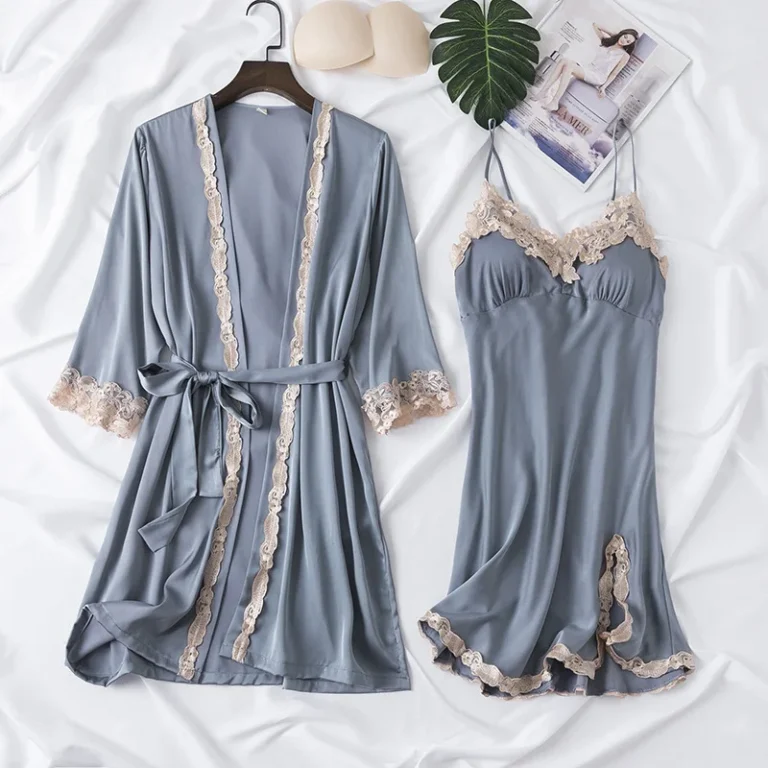 Pajamas-High-end-Feel-Womens-Spring-Autumn-Camisole-Nightgown-Two-piece-Set-Chest-Cushion-Milk-Silk-Soft-Lace-Home-Wear-Hair
