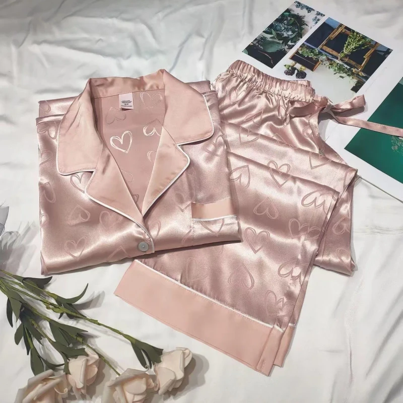 Pajamas Women Loose Thin Simple Ice Suit Advanced Sense Women's Sleepwear Pajamas of Summer Home Wear