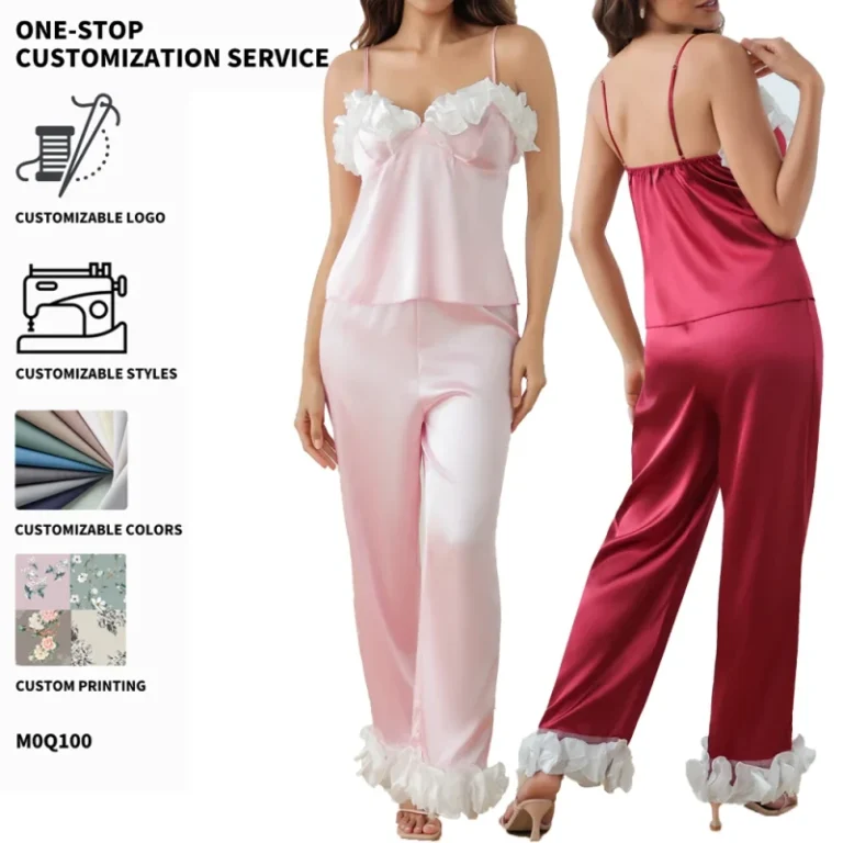 Pajamas-for-Women-Set-V-neck-Camisole-Soft-Fabric-Elegant-and-Casual-Style