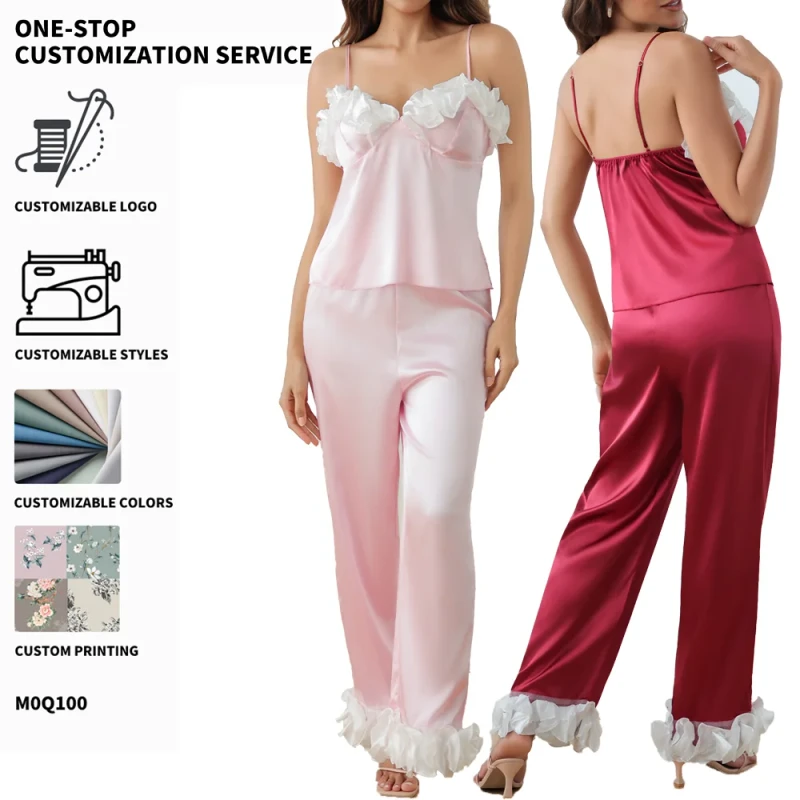 Pajamas for Women Set V neck Camisole Soft Fabric Elegant and Casual Style