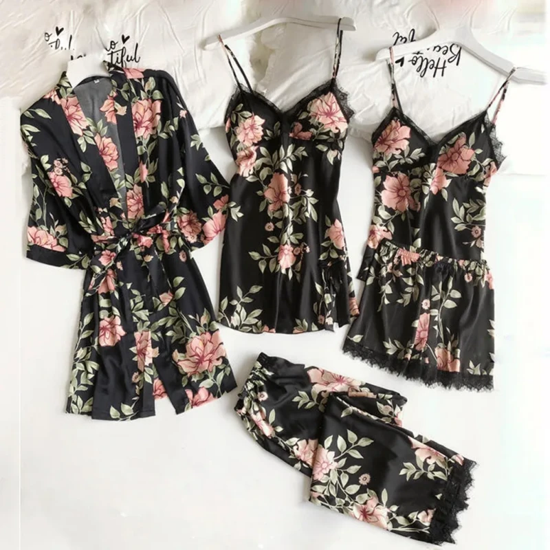 Pajamas for Women Sexy Ladies Sleepwear Women Pajama Sets Sleep Lounge With Chest Pads Home