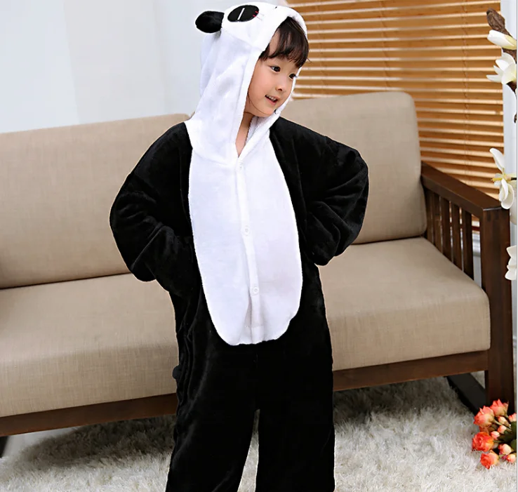 Panda Kids Animal Onesie Pajamas With Drop Seat
