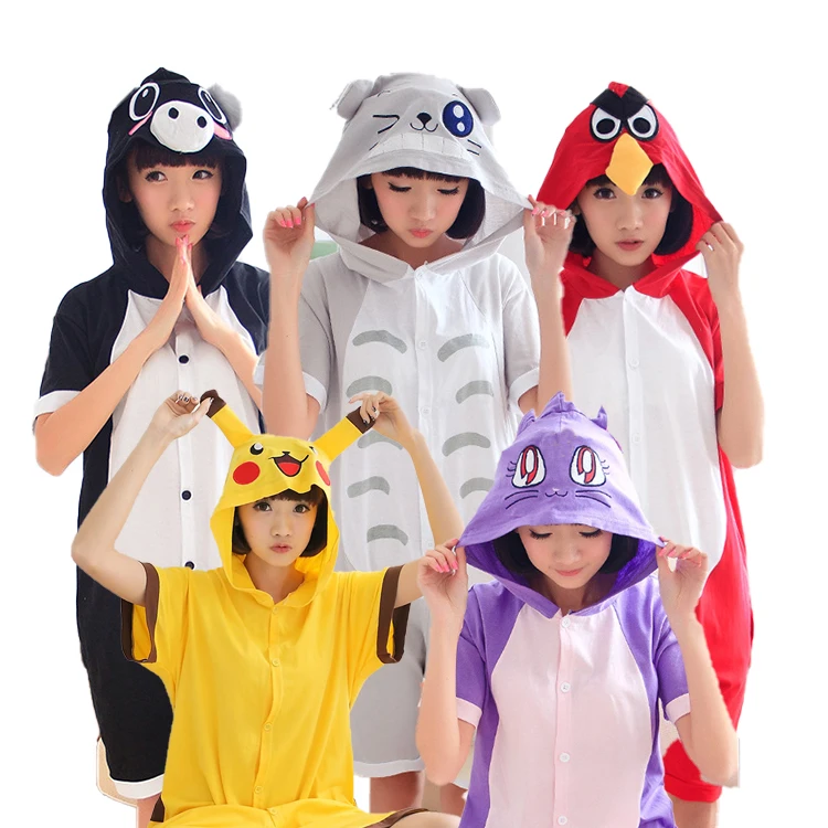 Panda Stitch Kigurumi Onesie Adults Short Sleeve Summer Animal Pajamas Leopard Print Lounge Wear Hood Soft Cosplay