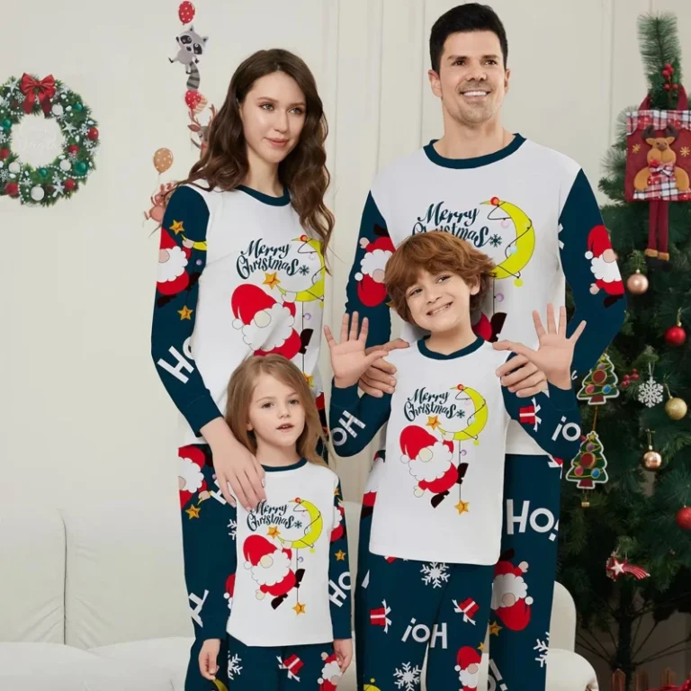 Parent-child-Home-Wear-Women-Men-Kid-Baby-Dog-Sleepwear-Santa-Claus-Moon-Monogrammed-Long-Family-Christmas-Pajamas-Set