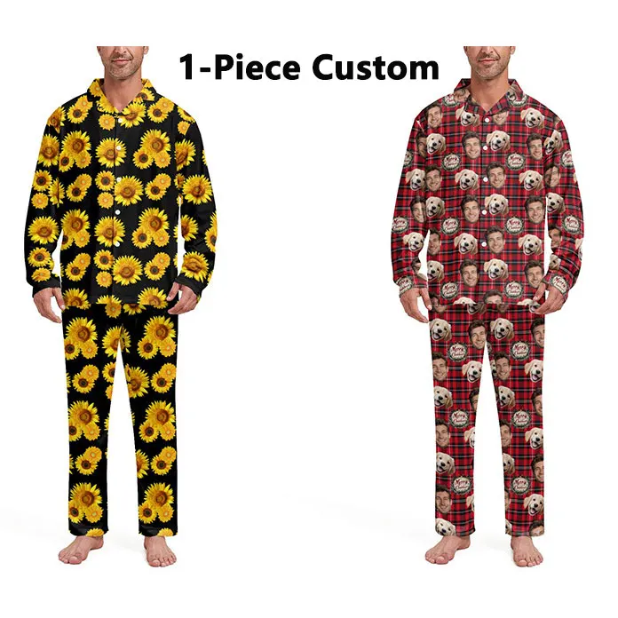 Personalized Custom Christmas Costumes Sublimation Long Sleeve Sleepwear Christmas Pajamas Family Women Pajama Set for Women