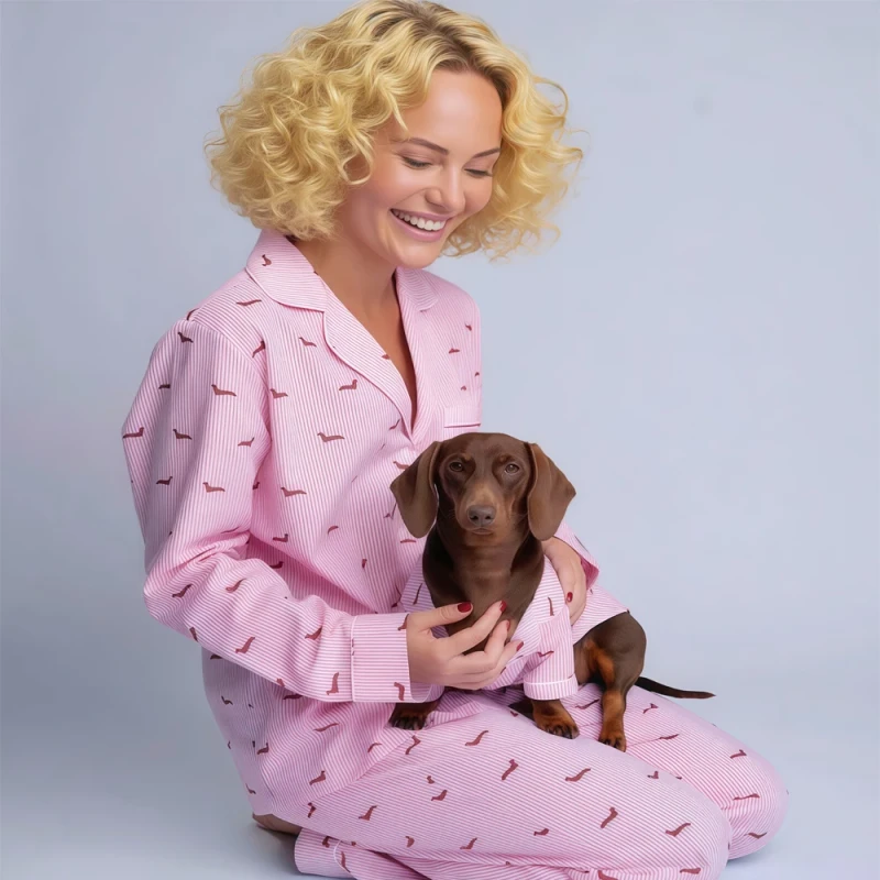 Pet Loungewear Matching Human Family Clothes Bassotto Sausage Dachshund Wiener Dackel Matching Dog and Owner Pajamas Sets