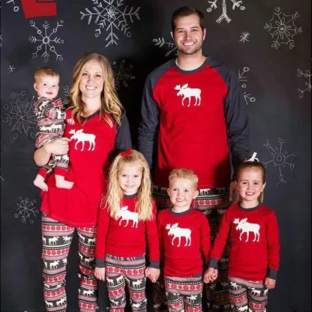 Pjs Christmas Pyjamas Sets Custom Print Adult Onesie Cotton Kids Baby Clothes Matching Family Christmas Pajamas