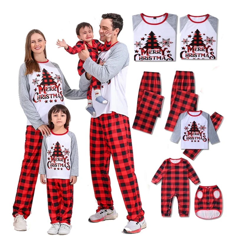 Plus Size Christmas Pjs Pijama Christmas Family Long Sleeve Cotton 2pcs Matching Christmas Pajamas for Family