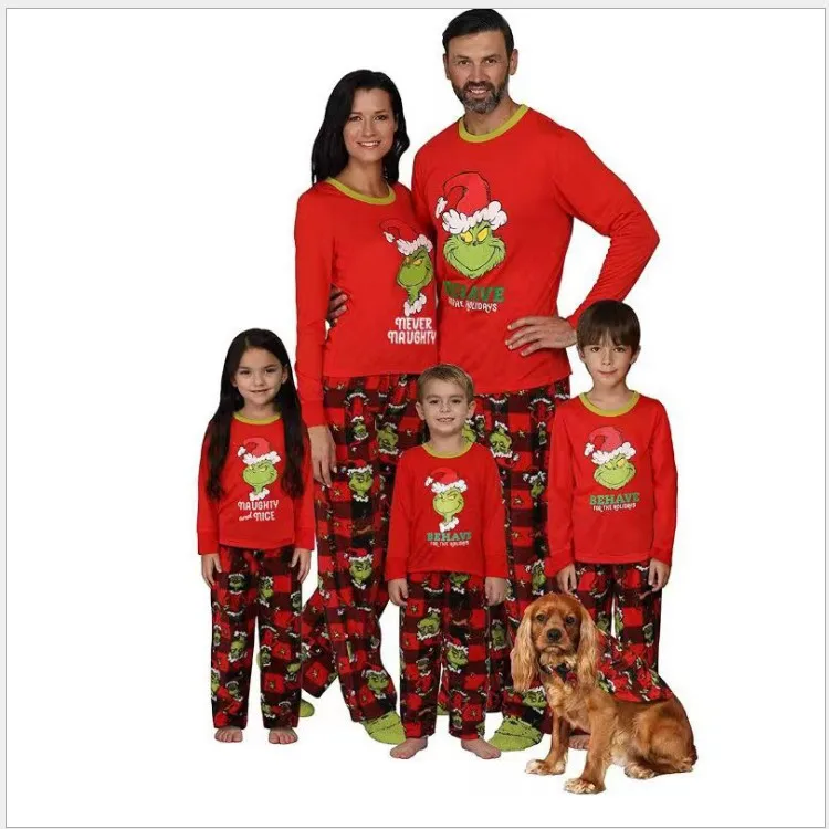 Plus-Size-Christmas-Pyjamas-Sets-Pjs-Custom-Blue-Santa-Christmas-Pijamas-Clothes-Matching-Family-Christmas-Pajamas