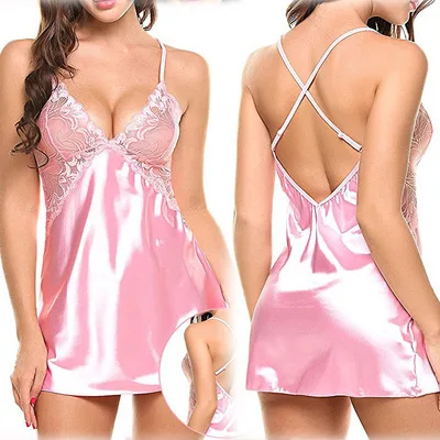 Plus Size Romantic Sexy Transparent Lingerie Women One Piece Night Wear Custom Pajamas Sleepwear Dress