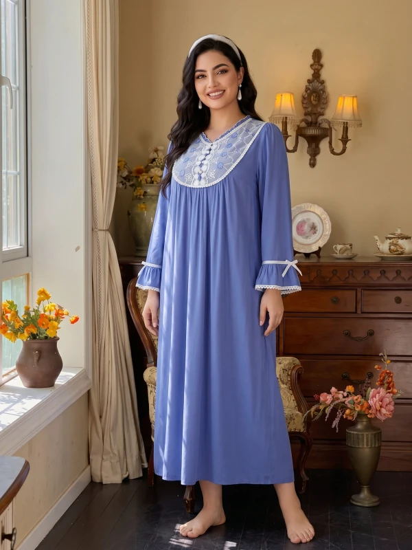 Plus Size Sleep Robe Loose Fit Modest Night Clothes