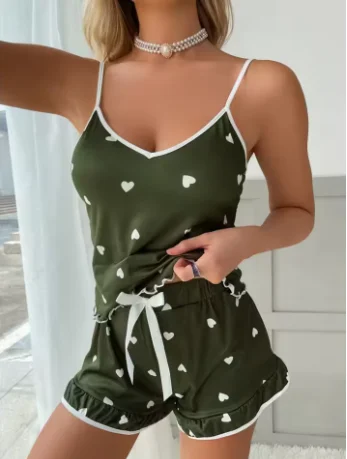 Plus Size Women's Pajamas Set Sleeveless Top