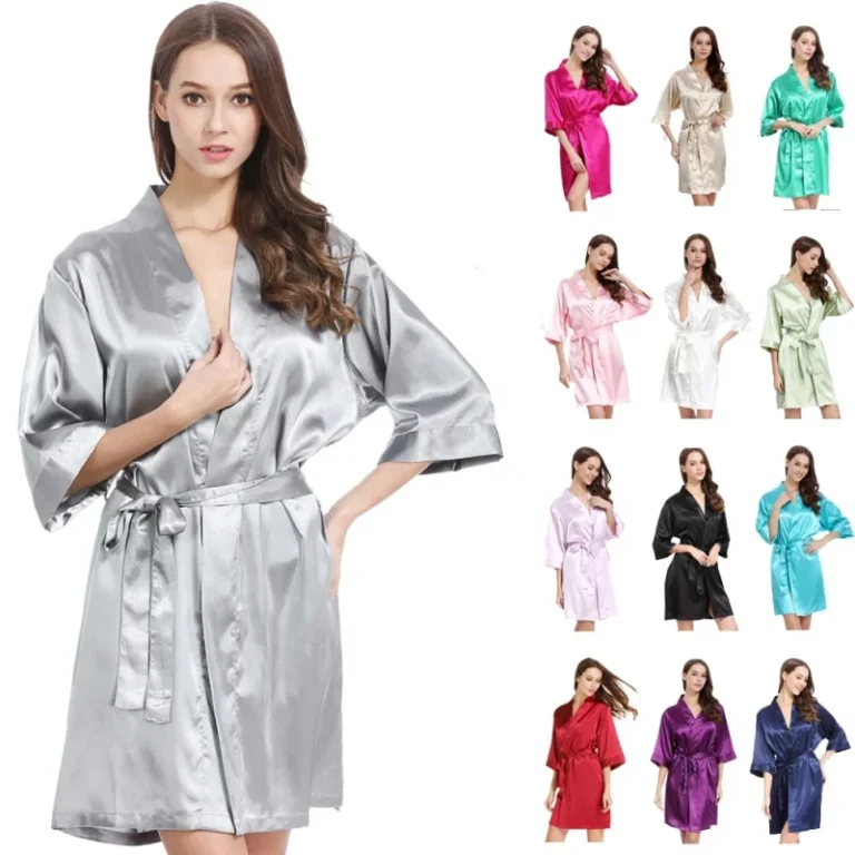 Plus-Size-for-Wedding-Birthday-Spa-Party-Womens-Nightgowns-3-4-Sleeves-Silk-Satin-Kimono-Robes-Sleepwear