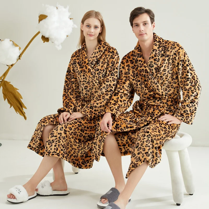 Polyester Flannel Nightwear Super Soft Solid Adult Hotel Luxury Women Bathrobe Couple Dressing Gown