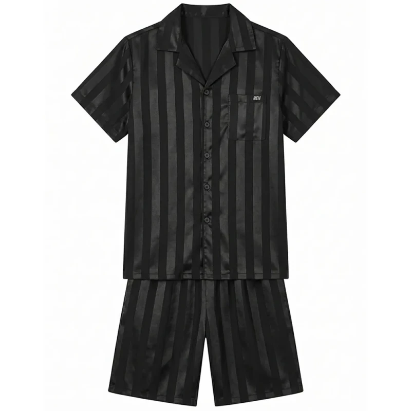 Premium New High Quality Simple Striped and Casual Men's Ice Silk Pajamas