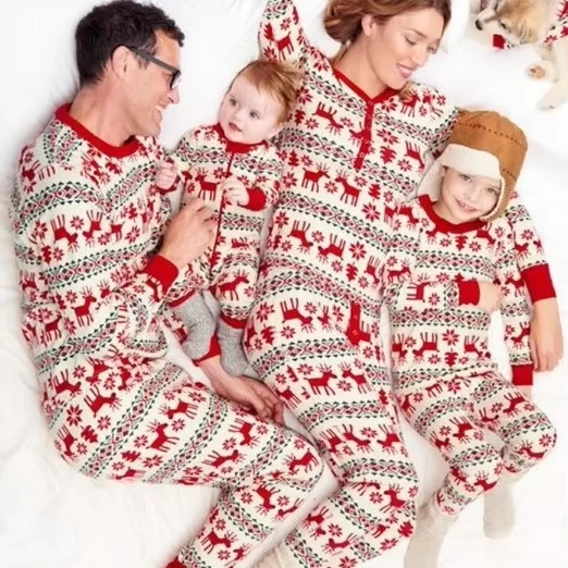 Print on Demand Kids and Pets Holiday Christmas Reindeer Fairyland Full Printed Family Snug Fit Pajama Set Pajamas for Women Set