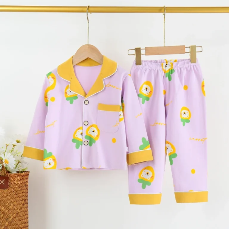 Printed-Children-Girls-100-Cotton-Pajamas-Custom-Printed-Set-Cute-Baby-Toddler-Moisture-Wicking-All-Season
