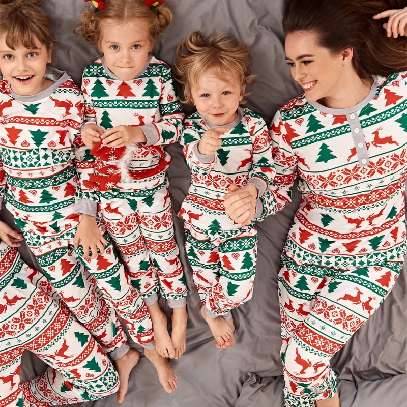 Pullover Long Winter Knit Bamboo Viscose Pyjamas Matching Christmas Pajamas Family