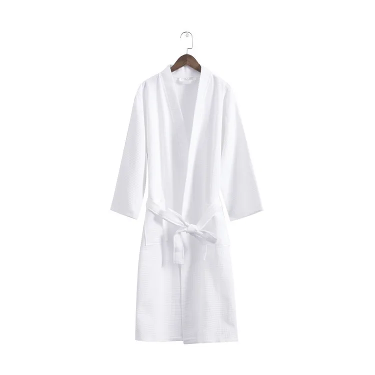 Pure Cotton Breathable Hotel Bathrobes Waffle Fabric Absorbent Summer Thin Beauty Salon Women Full Length XL