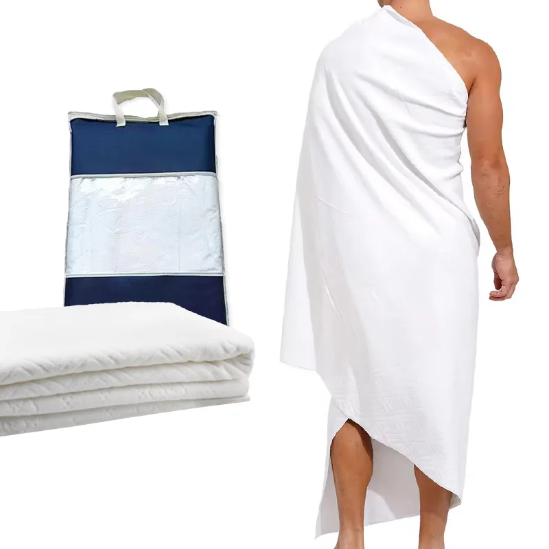 Pure Microfiber Factory Muslim Men's Ehram Ihram Hajj Towel Umrah White Ihram Microfiber Ihram Towel Set 2 Piece