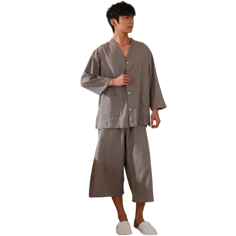 Purple Men Salon Massage Clothes Sauna Top and Bottom Set Moxibustion Clothing Set