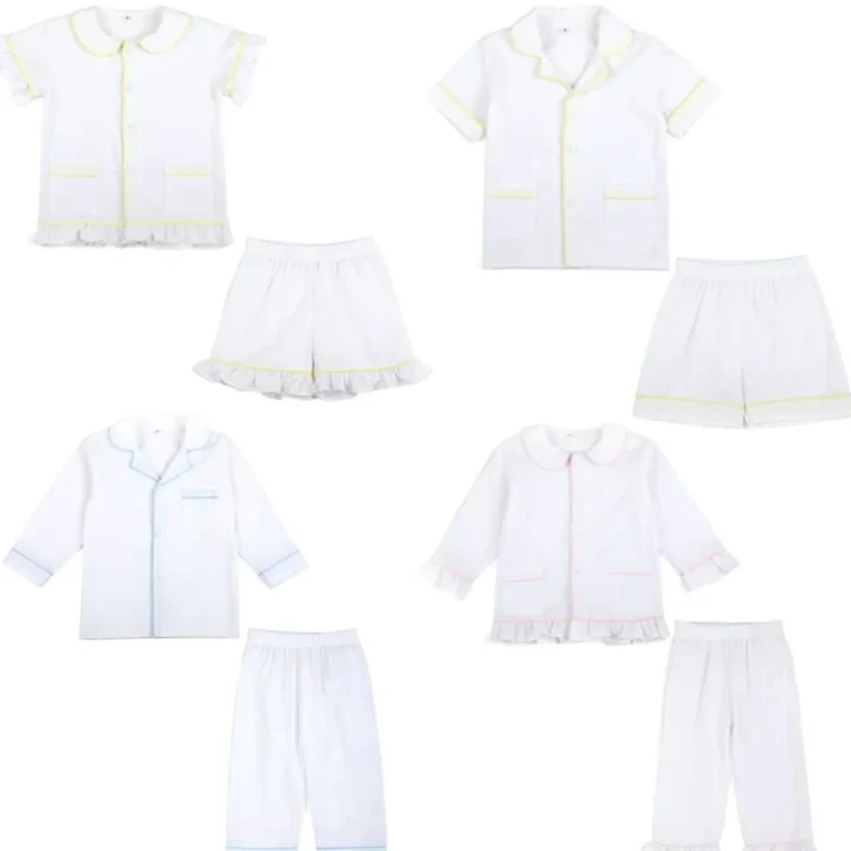 RTS-Christmas-Monogram-White-Seersucker-Family-Matching-Pajamas-Children-Long-Sleeve-Pyjamas-Set-Baby-PJS