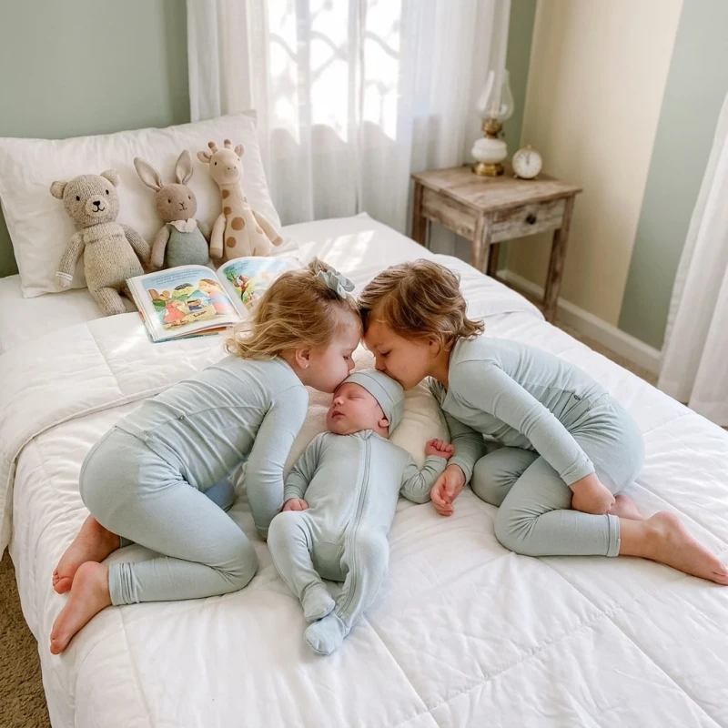 RTS Spring Kids Solid Color 2 Pieces Bamboo Baby Boy Pajamas Sets Children's Pajamas Toddler Clothing
